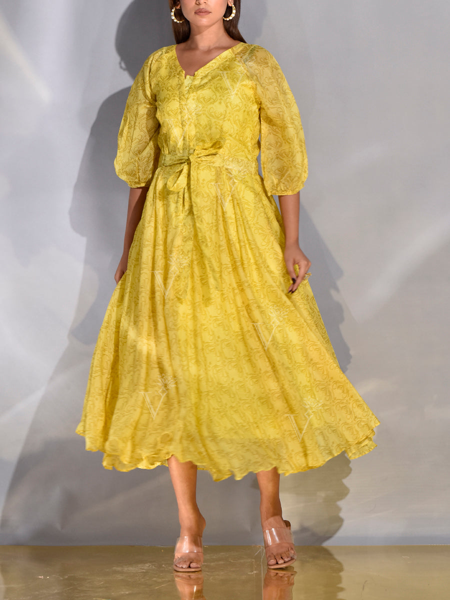 pastel color yellow dress Pastel Yellow Ruffle Tiered A-Line Long Party Prom Dress Yellow / 6