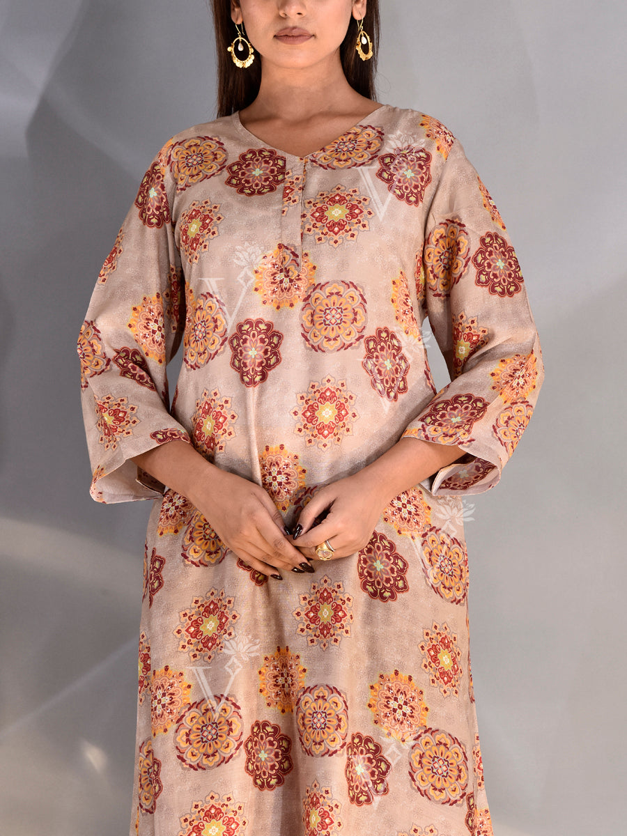 Tan Vasansi Silk Printed Kurti