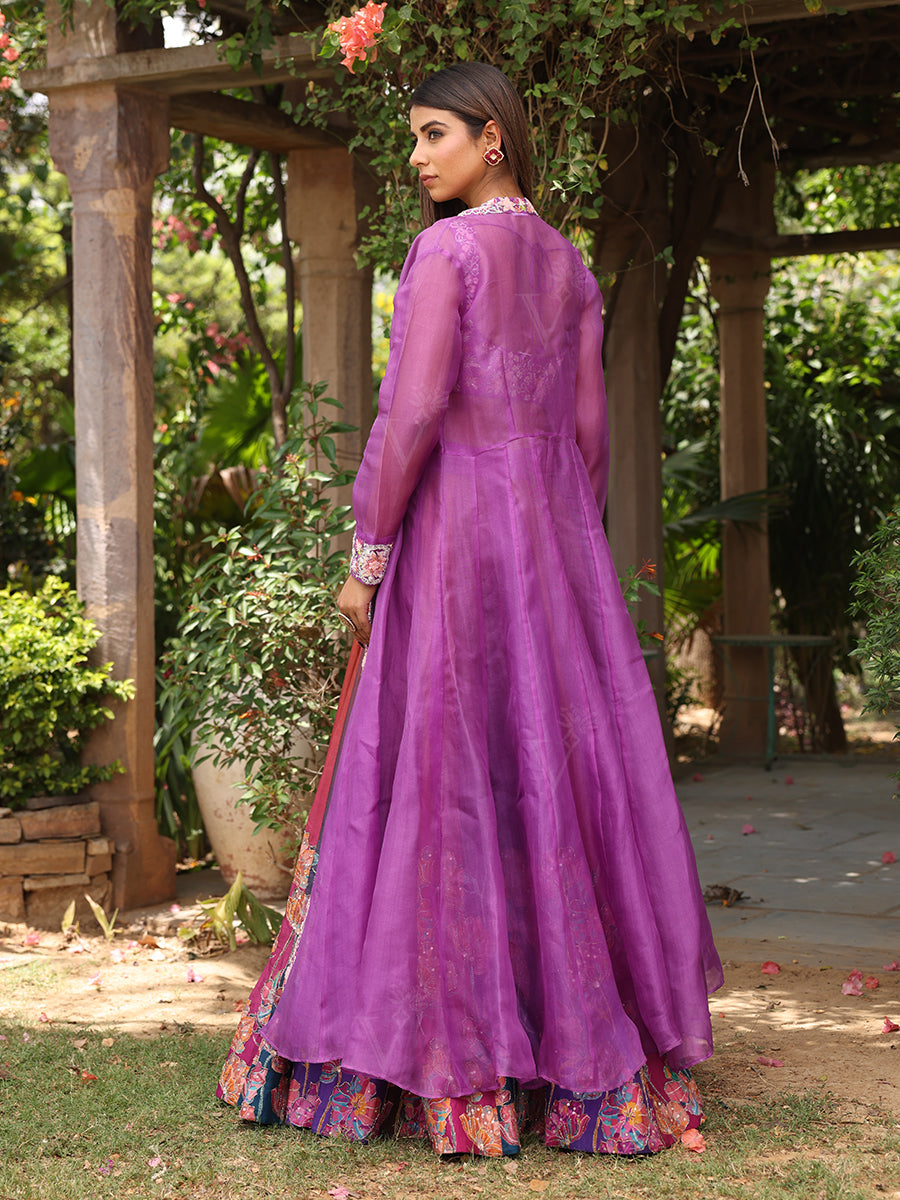 Purple Vasansi Silk Printed Lehenga Set