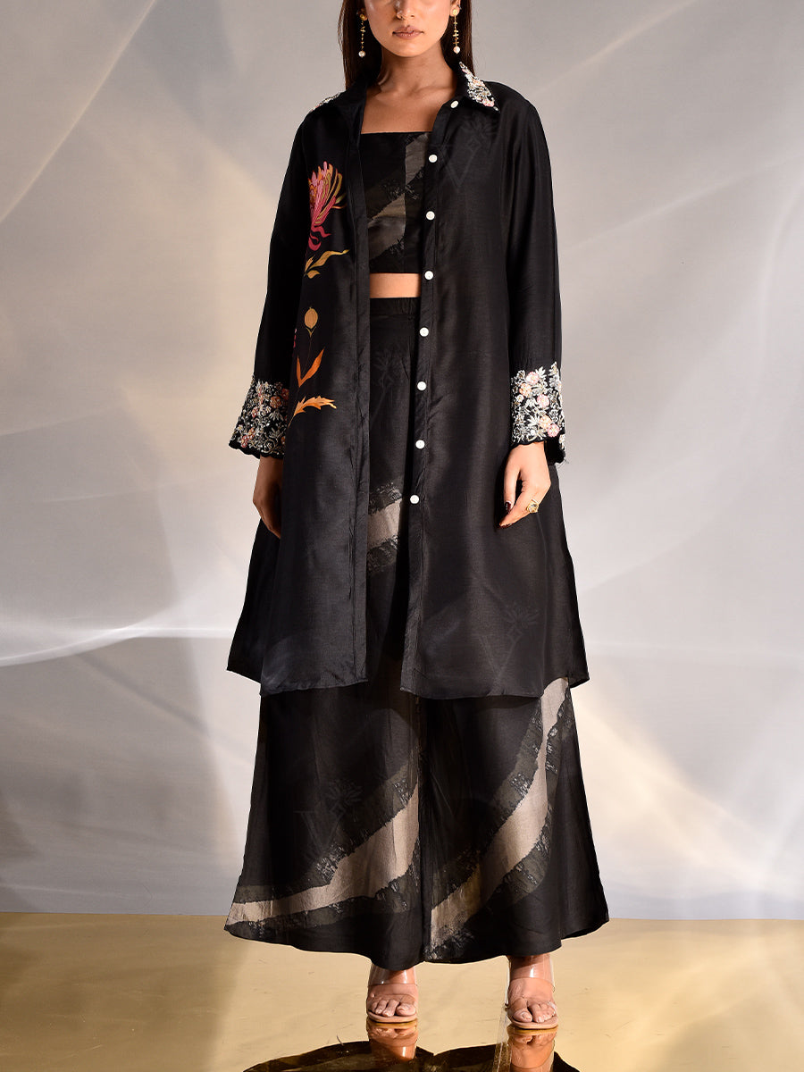 _label_New, DD35, MTO, KS, Black , Vasansi Silk, Bustier and Jacket Set , jacket set , bustier set