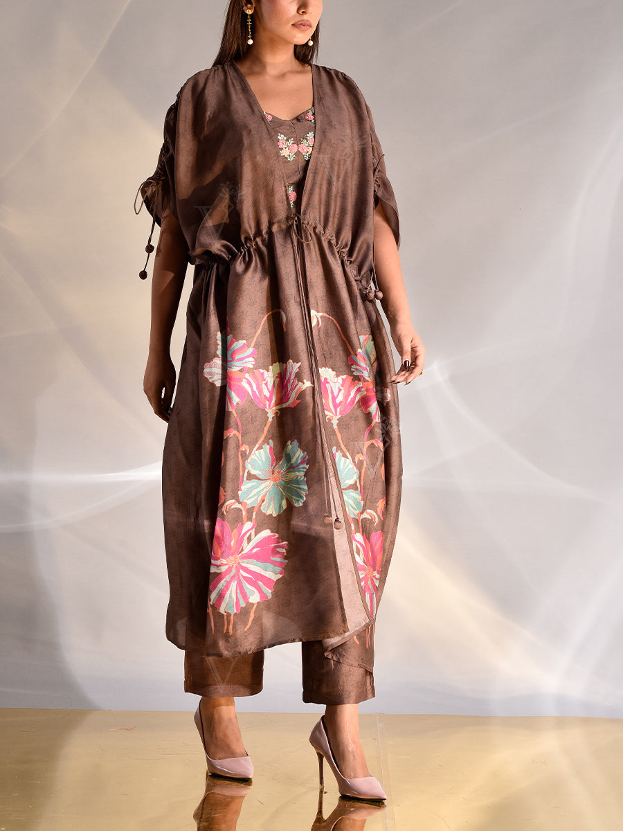 Brown Vasansi Silk Kaftan Set