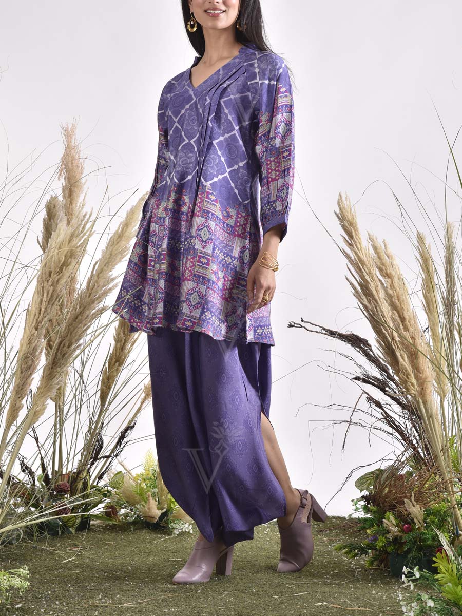 Violet Vasansi Silk Printed Peplum and Harem Pants Set