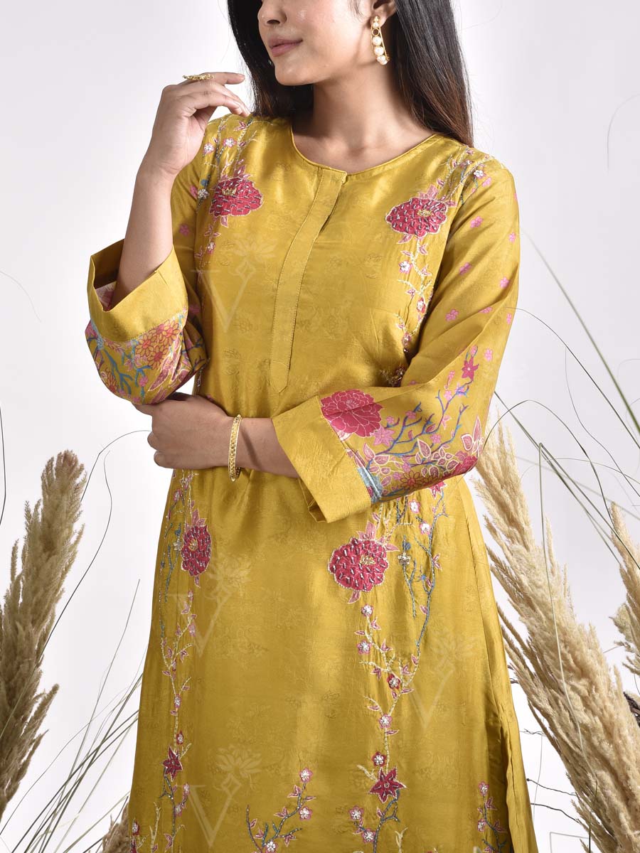 Green Vasansi Silk Embroidered Kurta and Pant Set