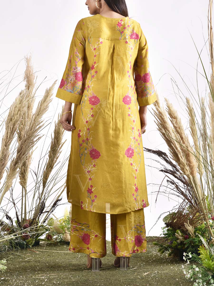 Green Vasansi Silk Embroidered Kurta and Pant Set