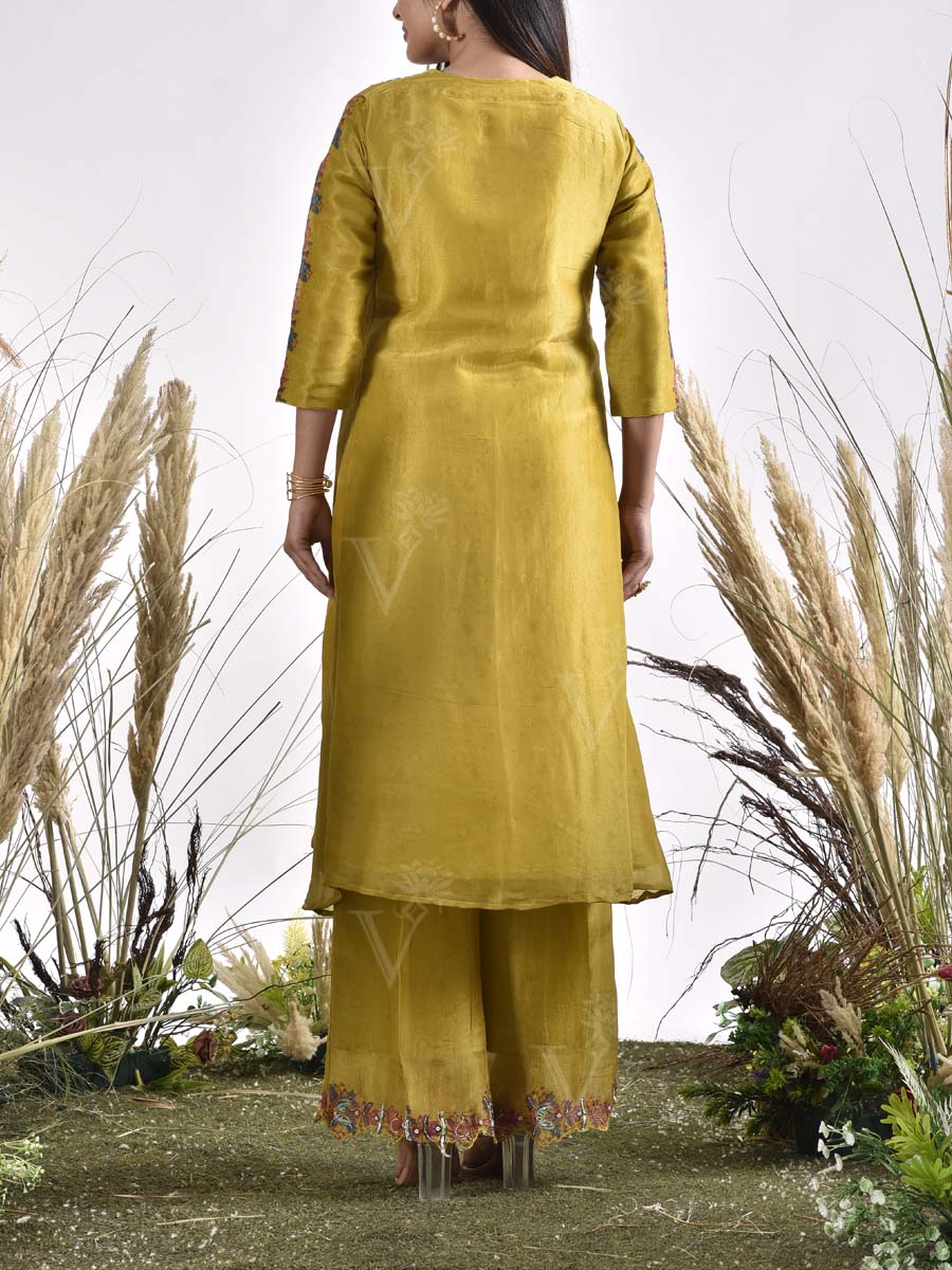 Green Vasansi Silk Embroidered Kurta and Pant Set