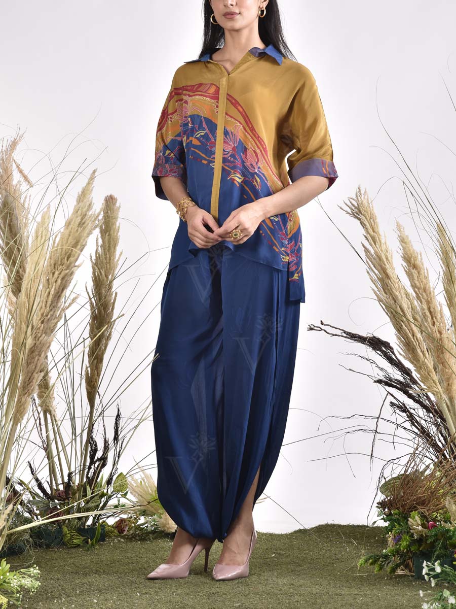 Blue Vasansi Silk Printed Co Ord Set