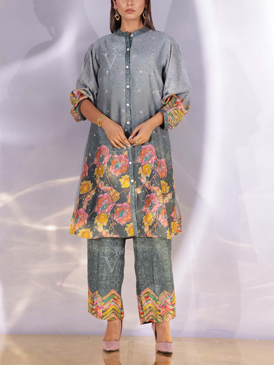 Grey Vasansi Silk Kurta Set