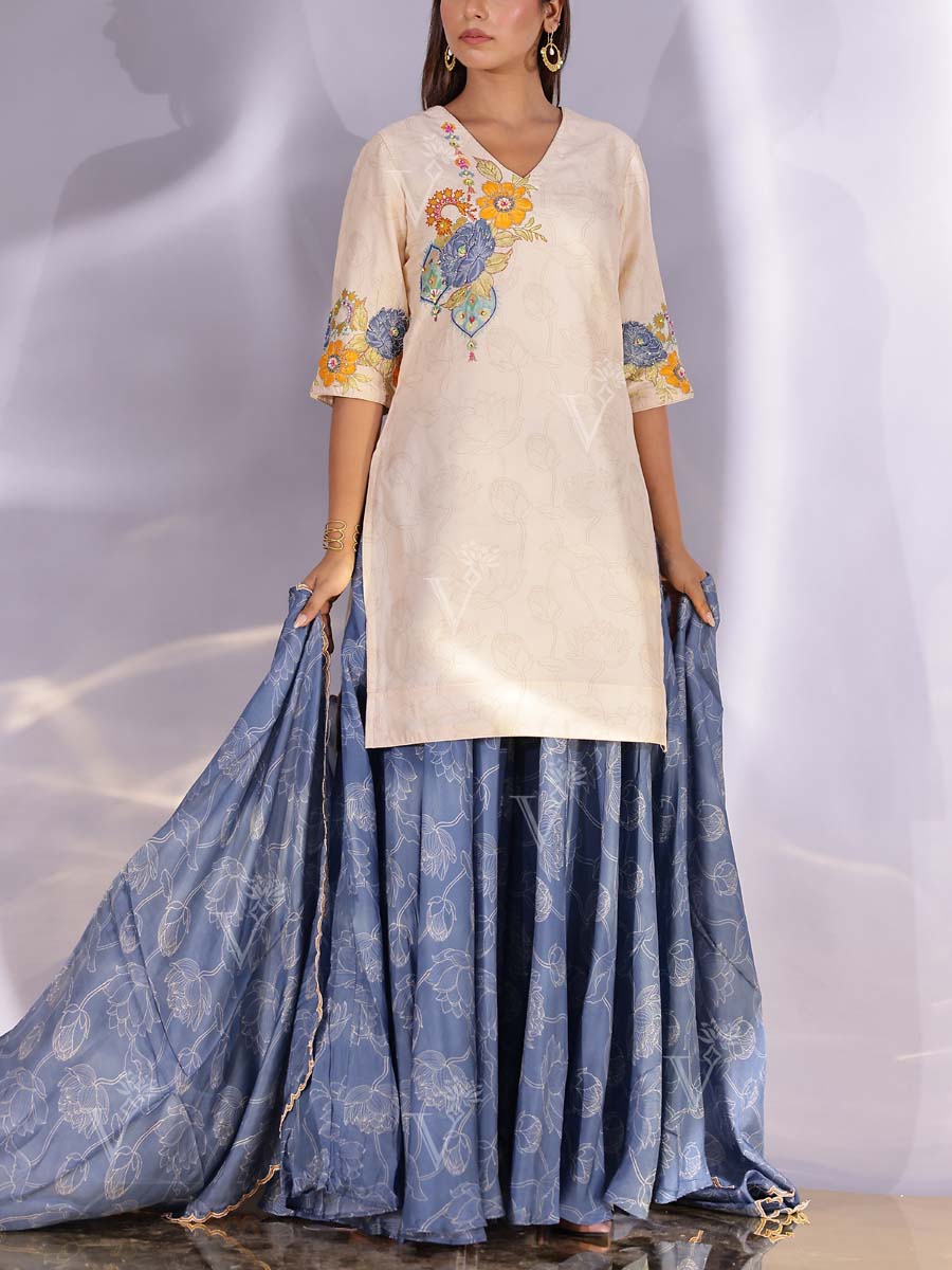 Cream Vasansi Silk Sharara Set