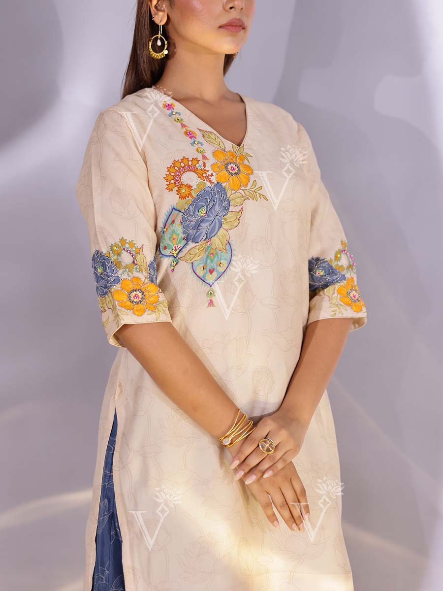 Cream Vasansi Silk Sharara Set