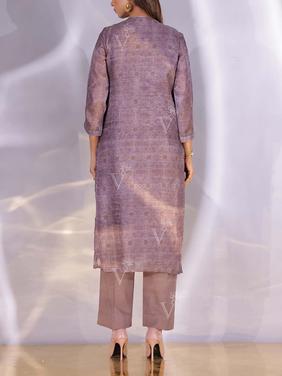 Light Voilet Satin Silk Kurta