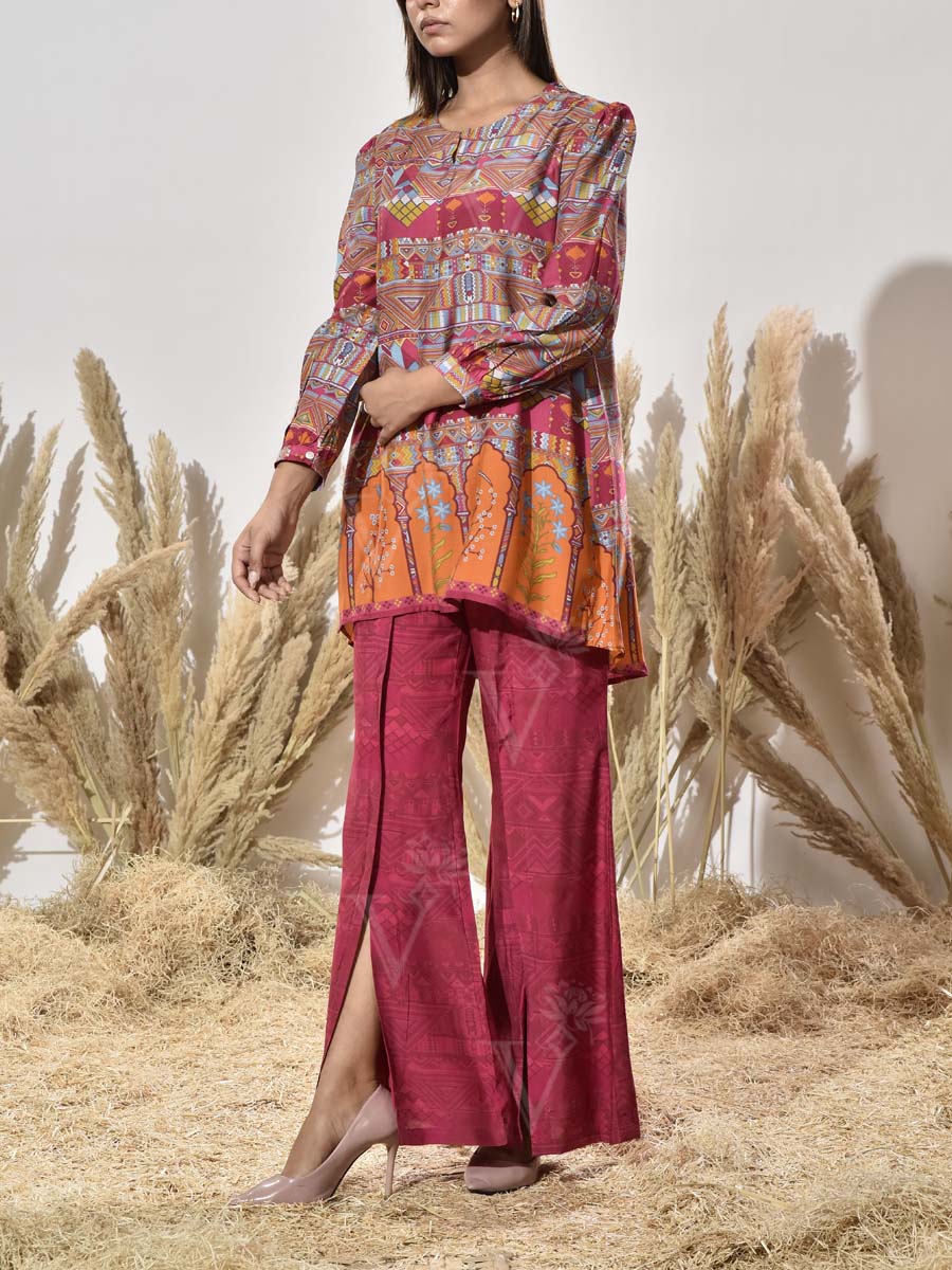 Pink Vasansi Silk Printed Co Ord Set