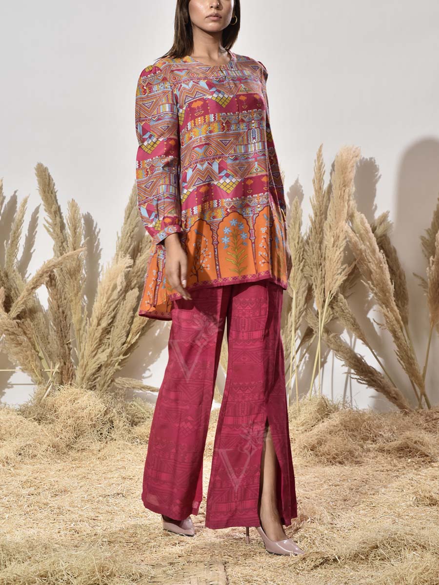 Pink Vasansi Silk Printed Co Ord Set