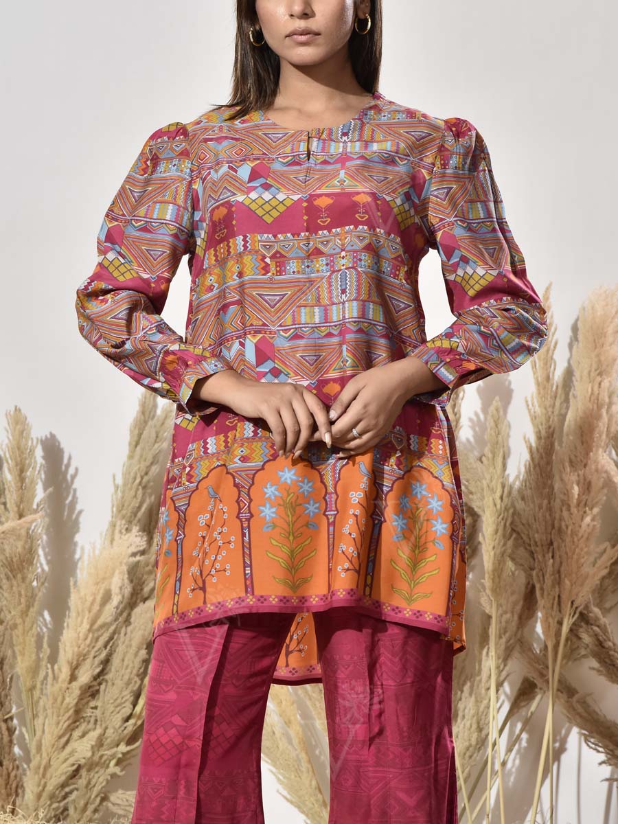 Pink Vasansi Silk Printed Co Ord Set