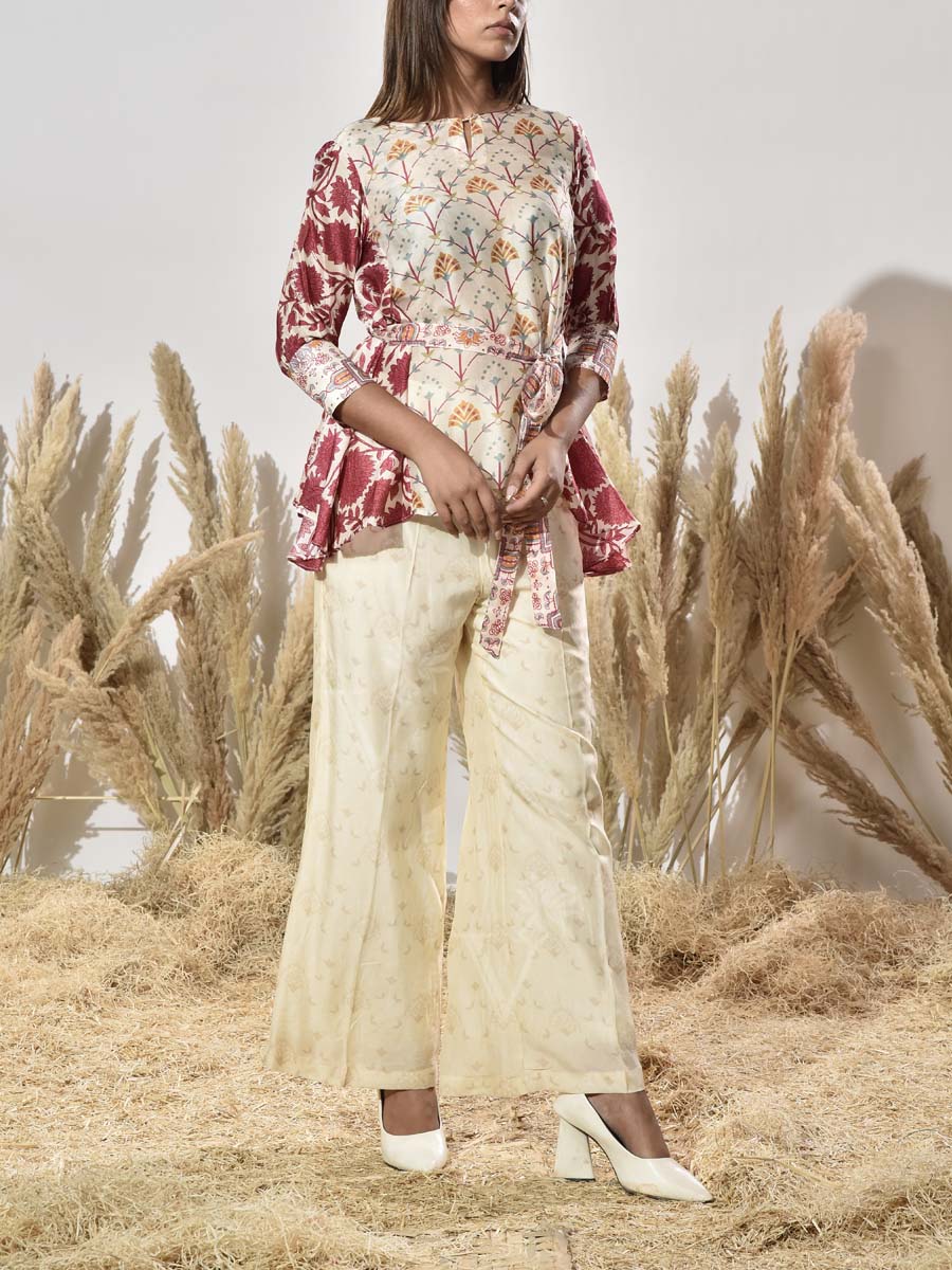 Off- White and Pink Vasansi Silk Co Ord Set