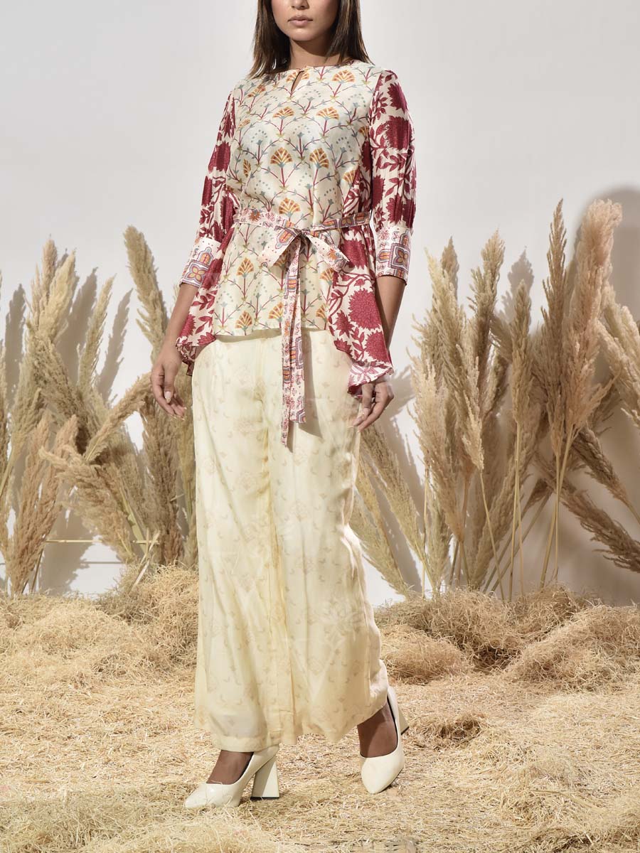 Off- White and Pink Vasansi Silk Co Ord Set