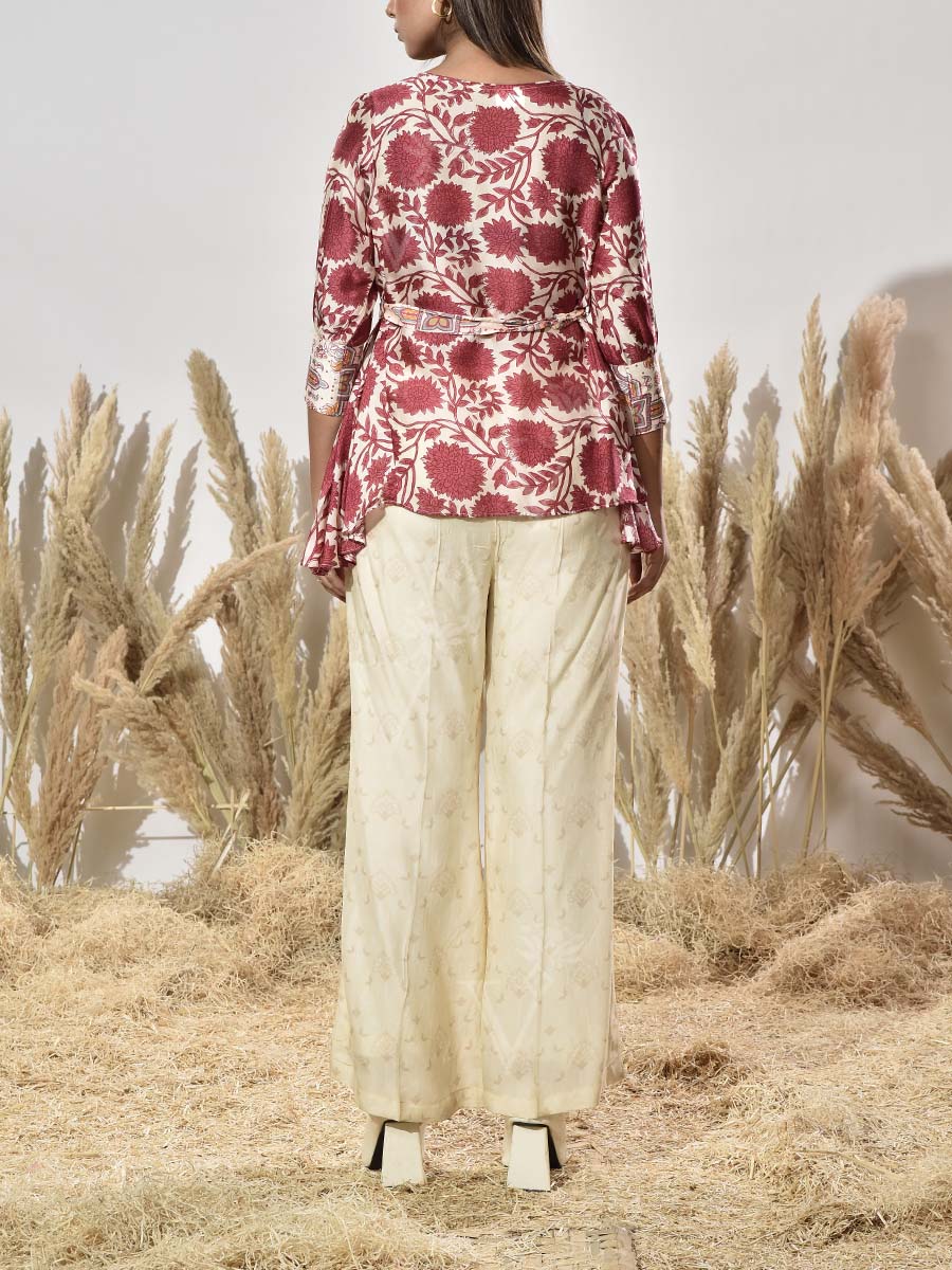 Off- White and Pink Vasansi Silk Co Ord Set