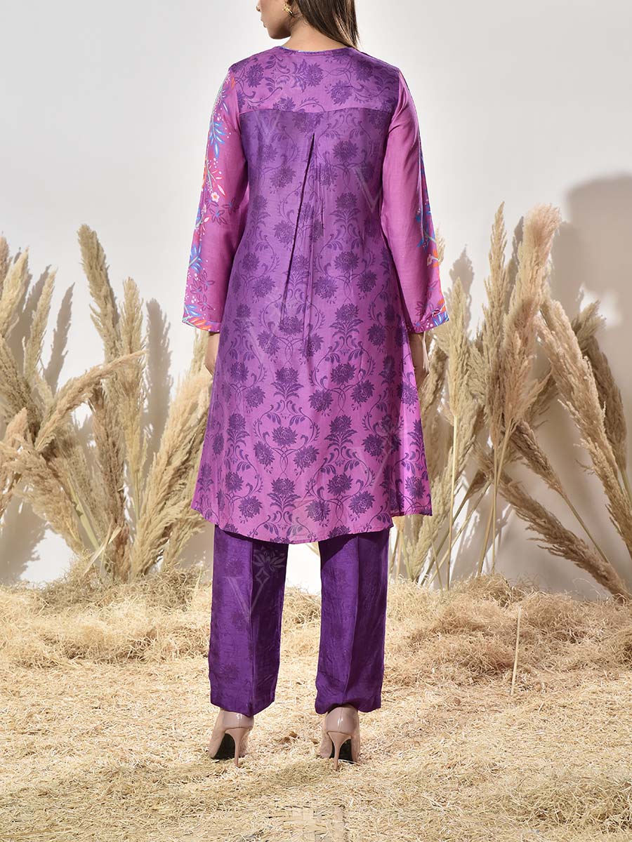 Purple Vasansi Silk Printed Co Ord Set