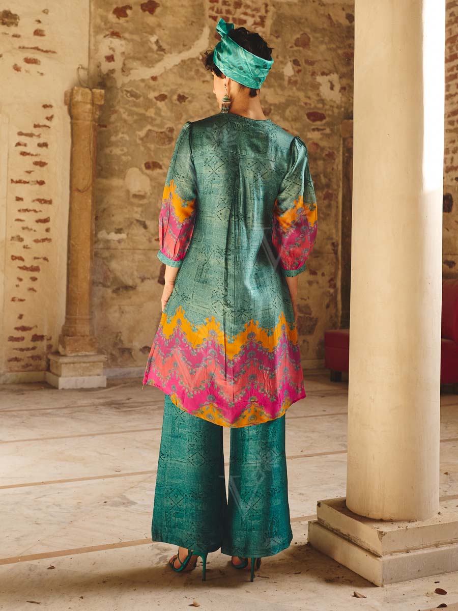 Green Vasansi Silk Embroidered Kurta and Pant Set