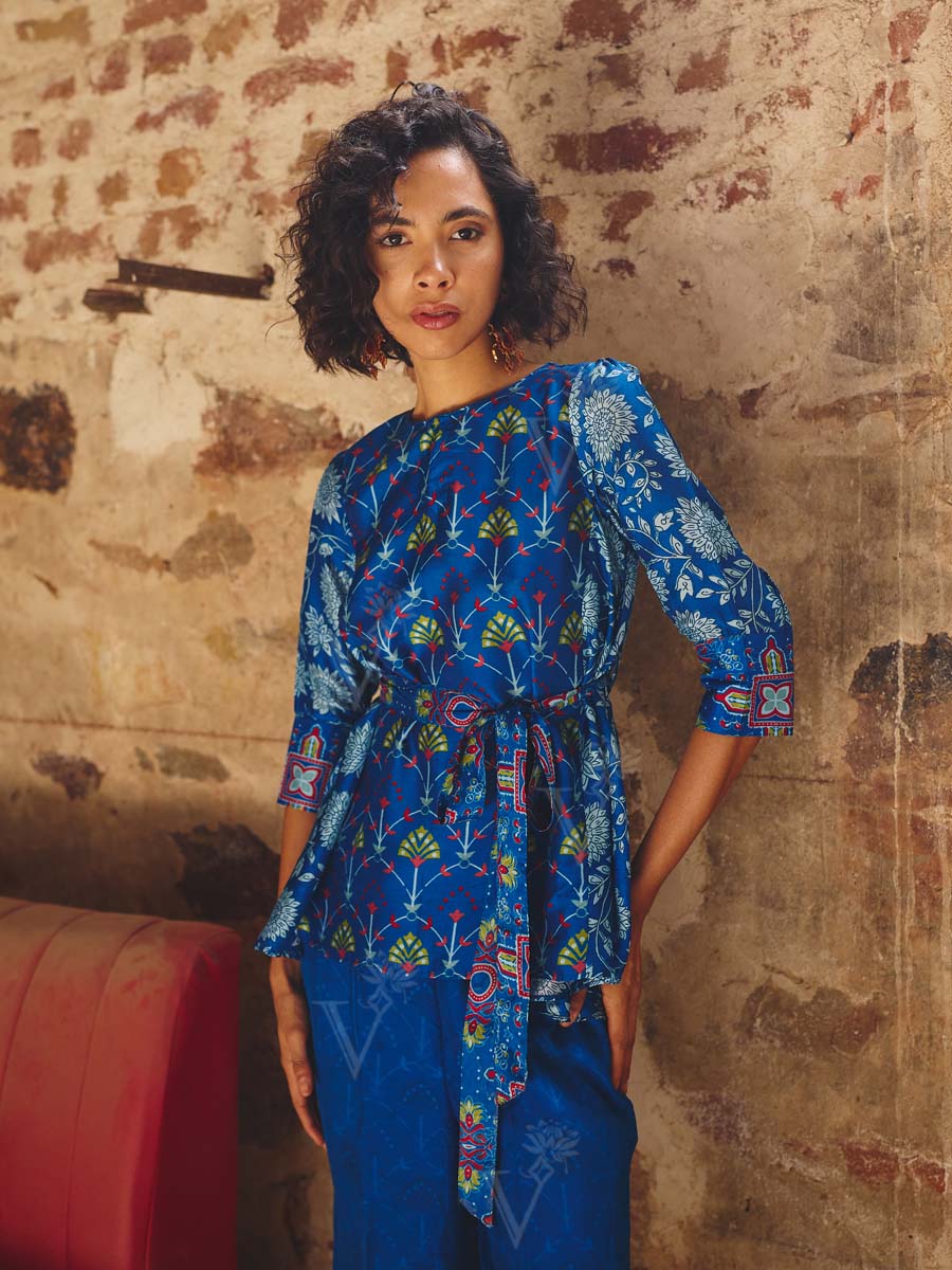 Blue Vasansi Silk Printed Co Ord Set