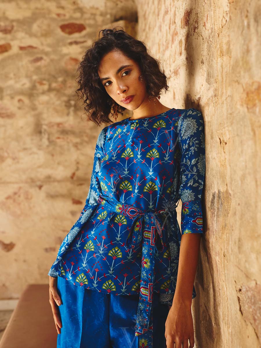 Blue Vasansi Silk Printed Co Ord Set