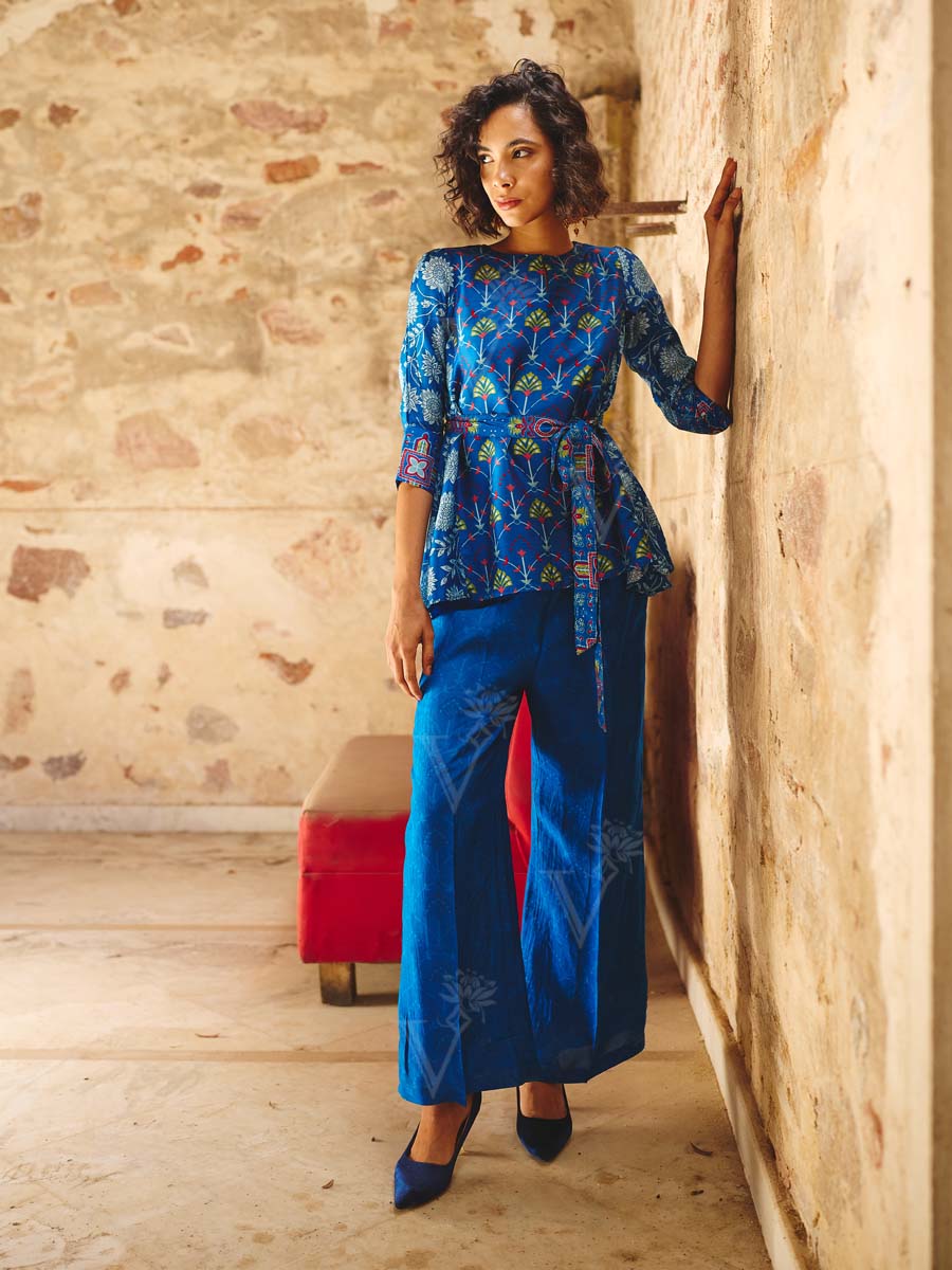 Blue Vasansi Silk Printed Co Ord Set