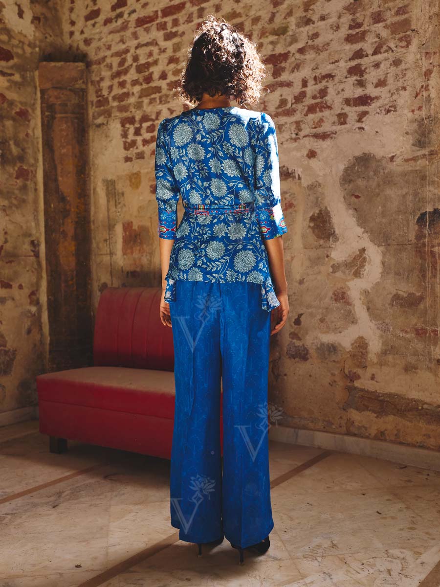 Blue Vasansi Silk Printed Co Ord Set