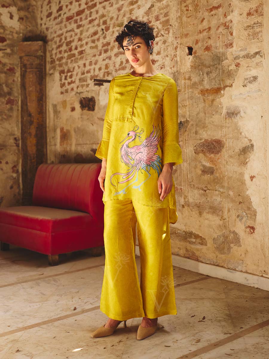Yellow Vasansi Silk Printed Co Ord Set