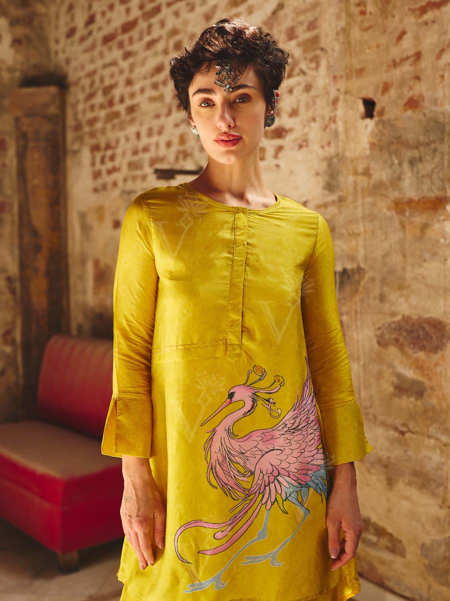 Yellow Vasansi Silk Printed Co Ord Set