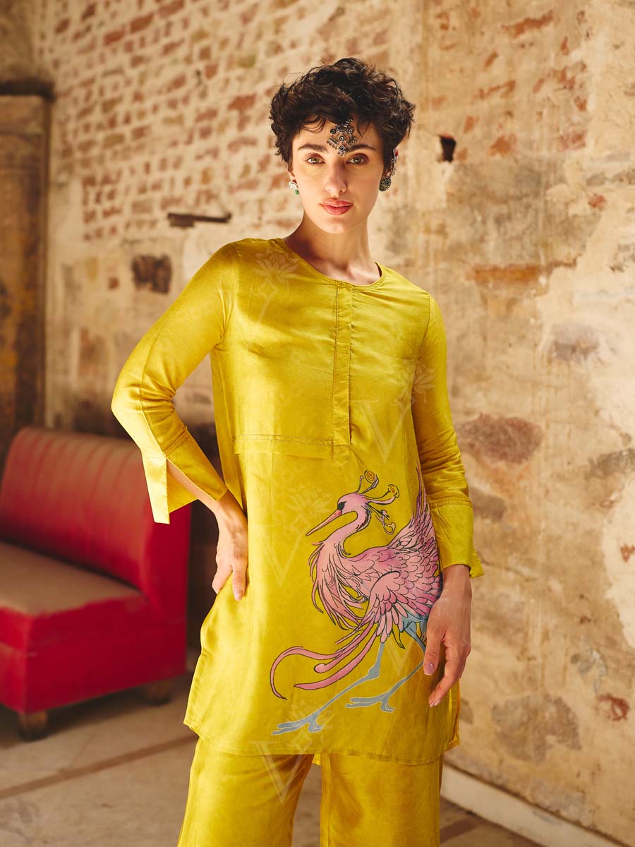 Yellow Vasansi Silk Printed Co Ord Set