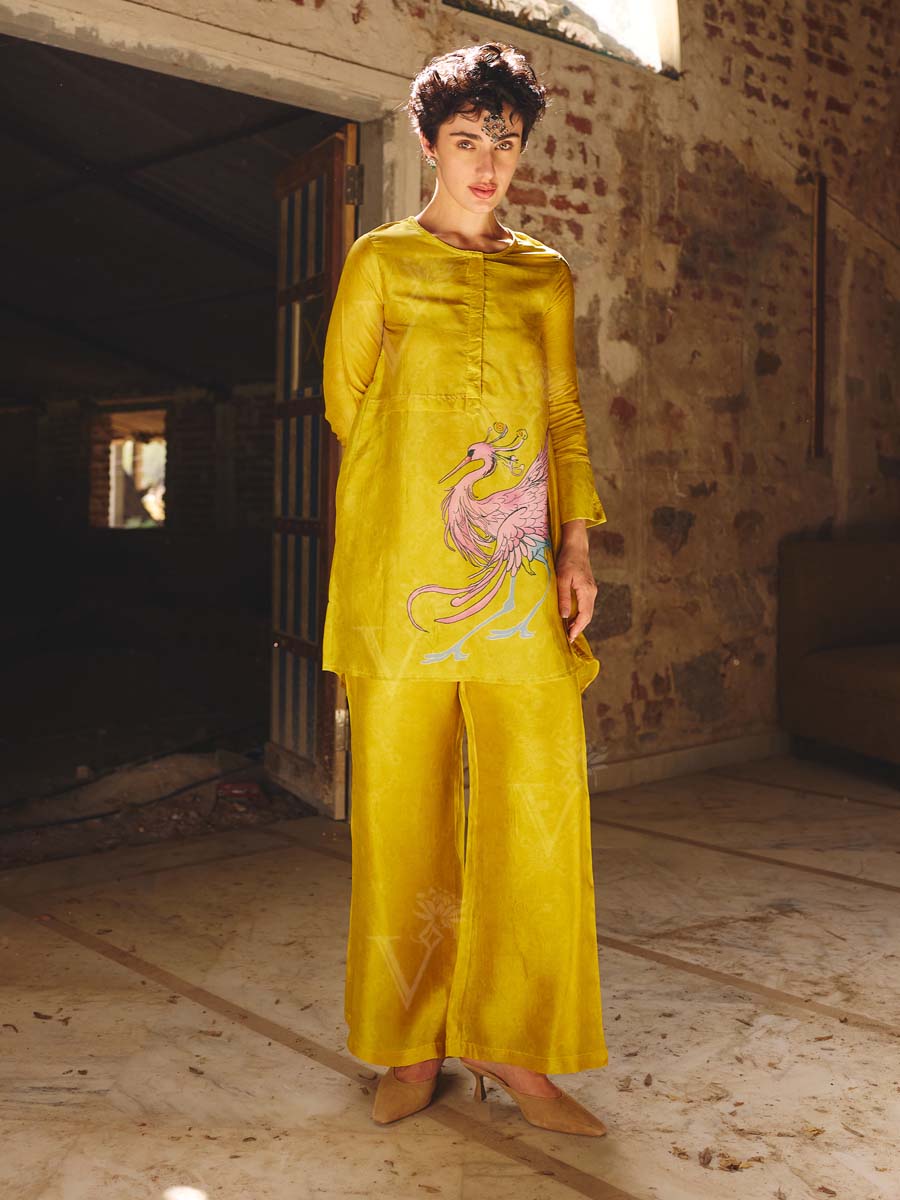 Yellow Vasansi Silk Printed Co Ord Set