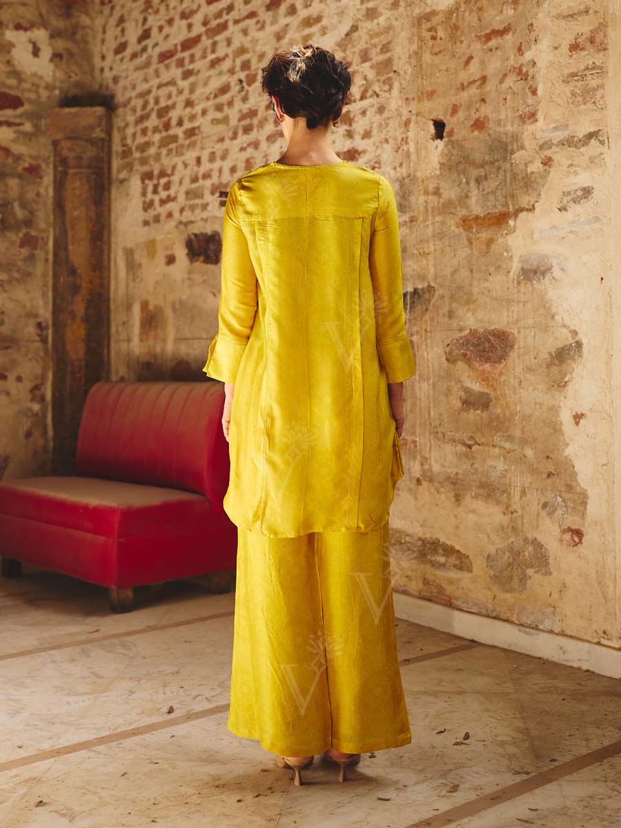 Yellow Vasansi Silk Printed Co Ord Set