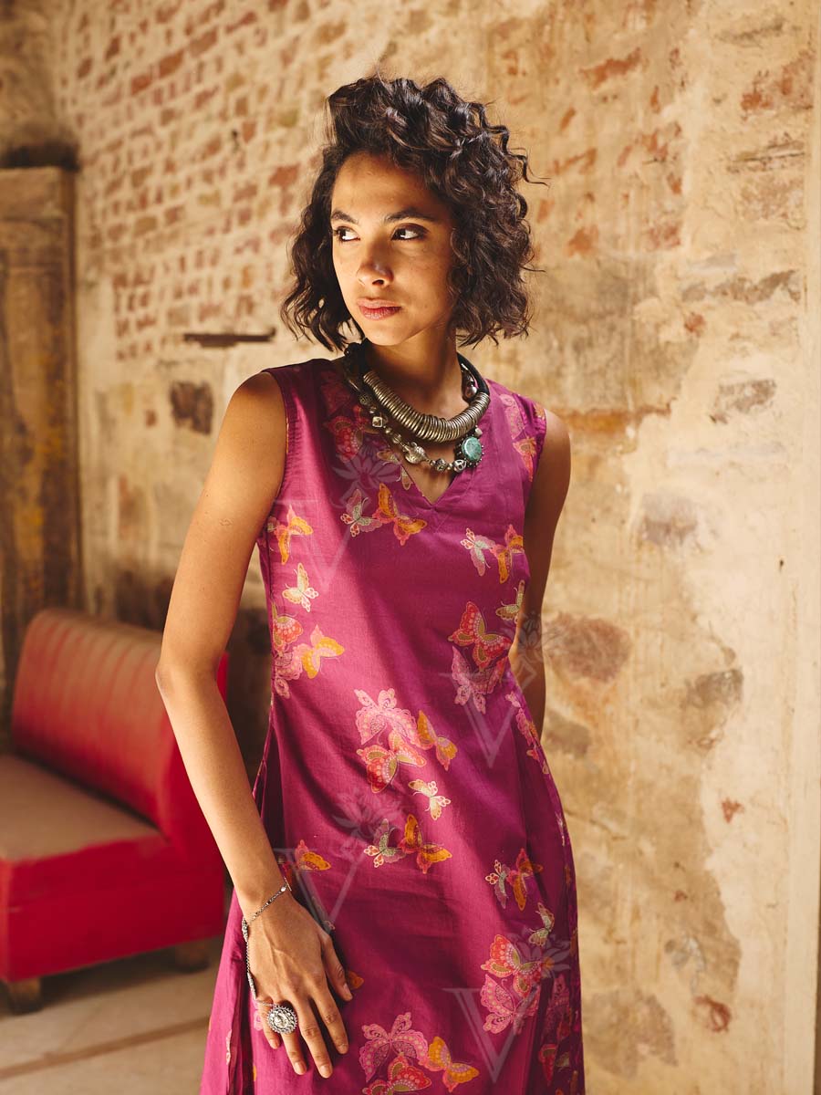 Mystic Pink Cottom Printed Tunic and Pant Set