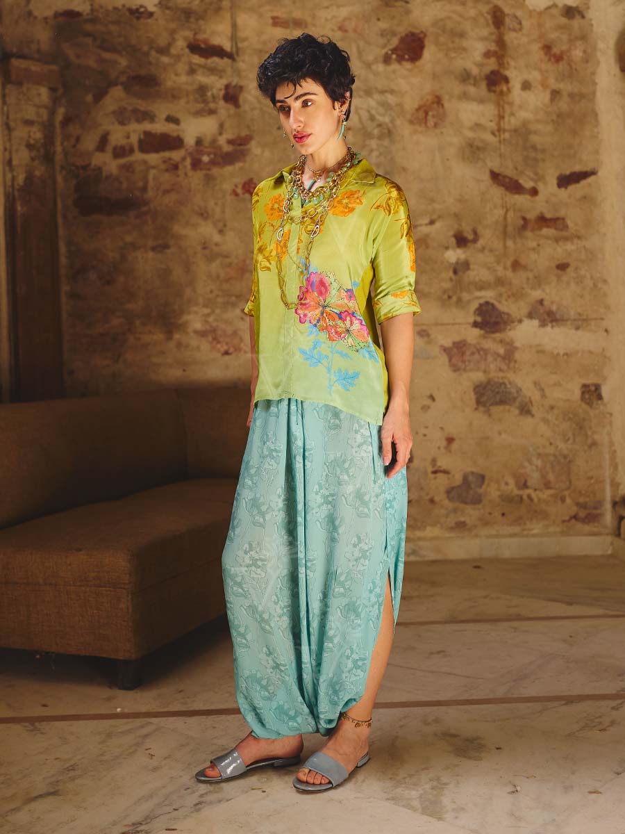 Green Crepe Printed Co Ord Set
