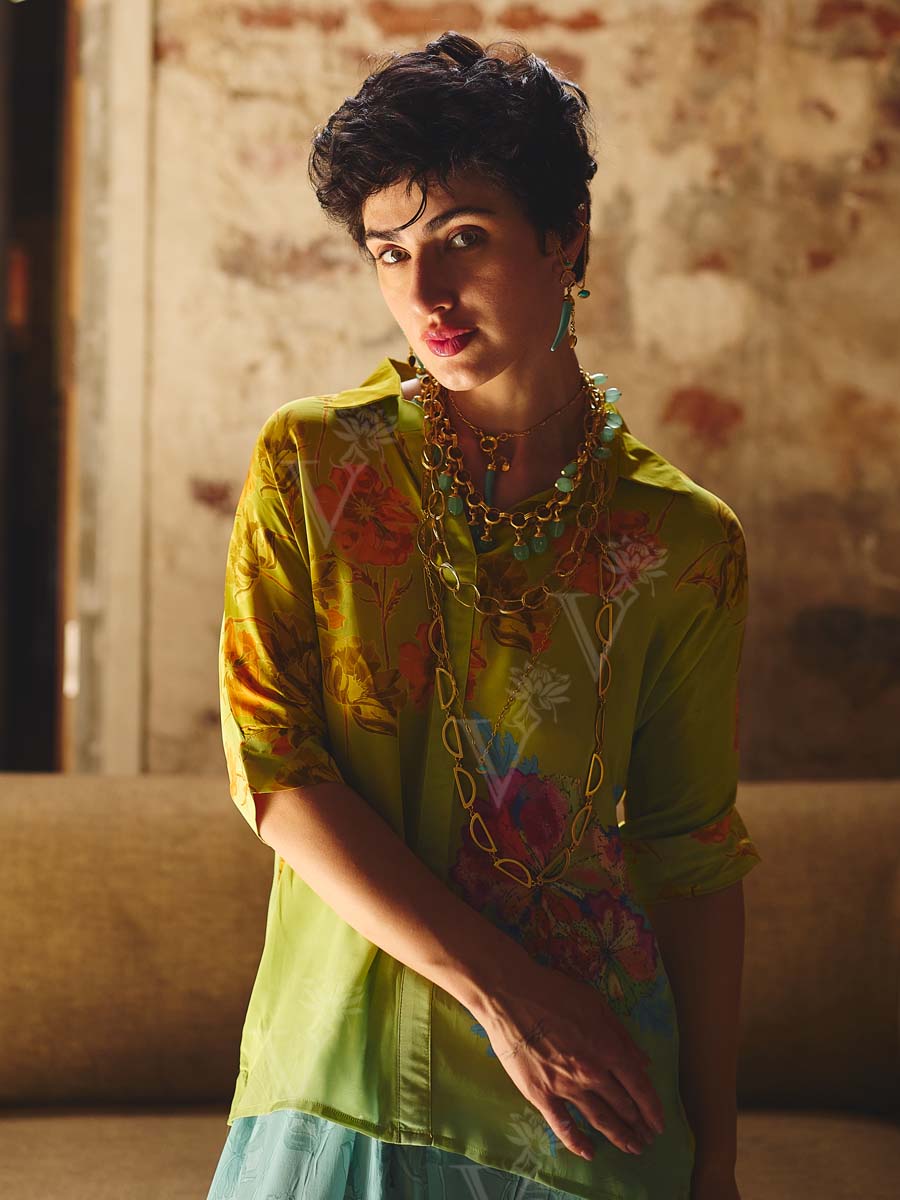 Green Crepe Printed Co Ord Set
