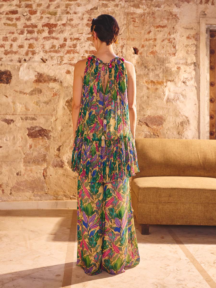 Multi Color Chiffon Floral Printed Co Ord Set