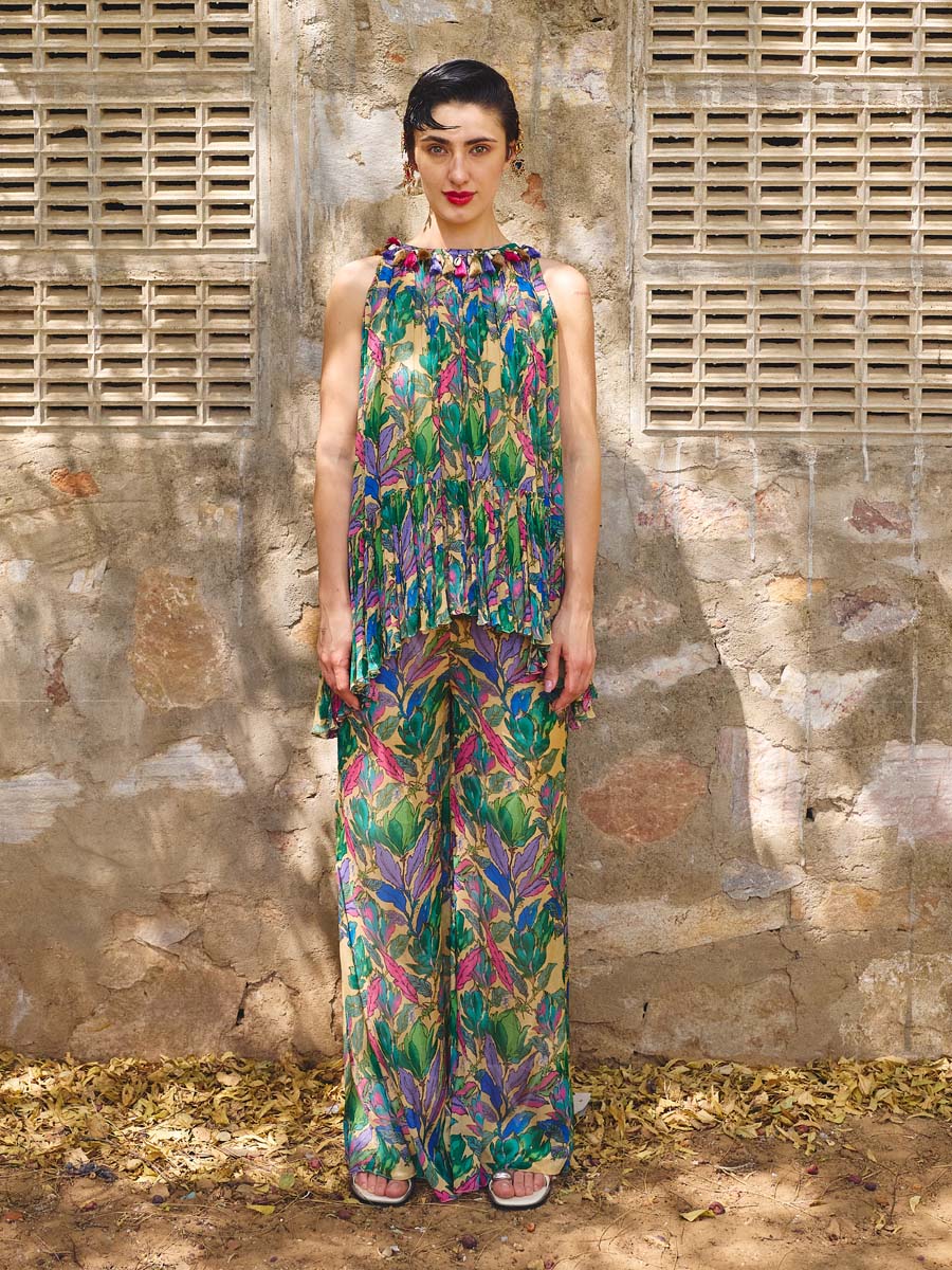 Multi Color Chiffon Floral Printed Co Ord Set