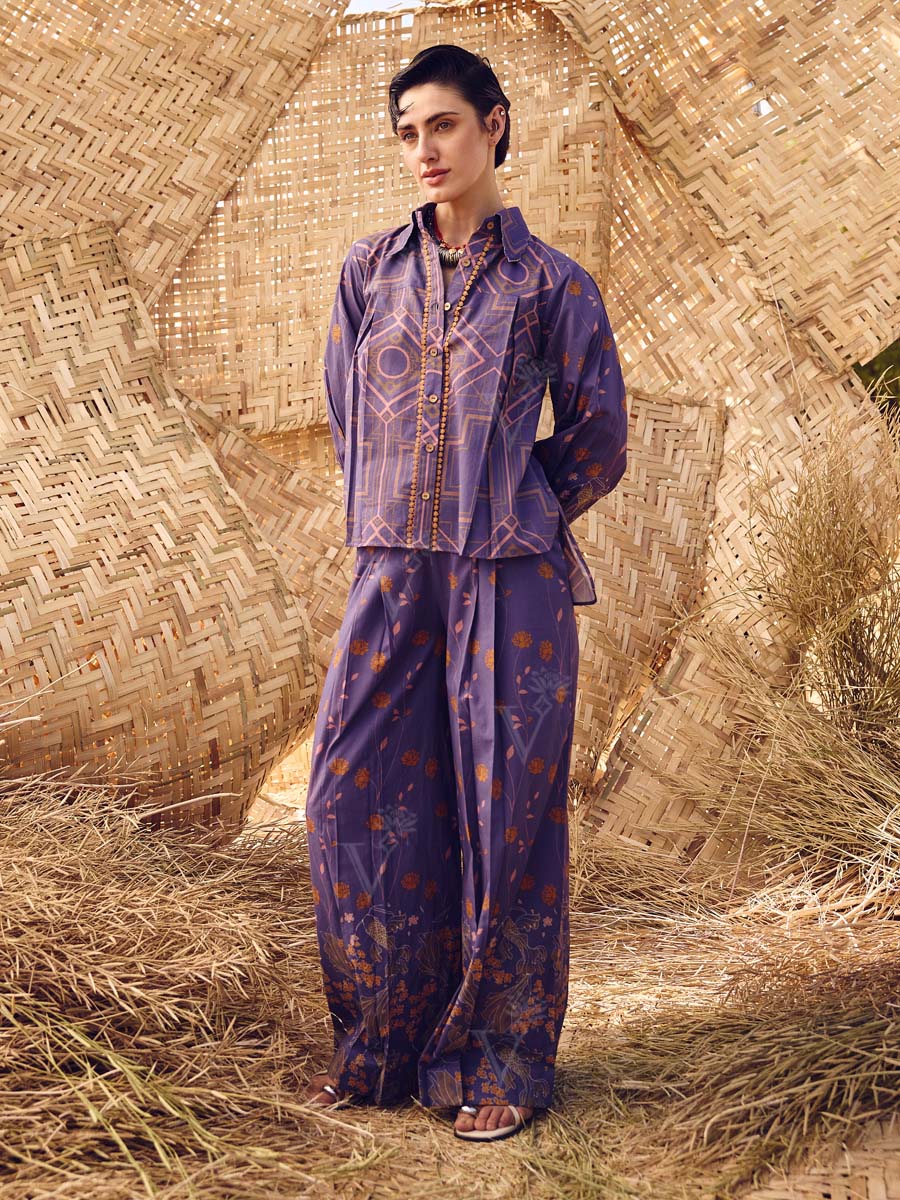 Purple Cotton Co Ord Set