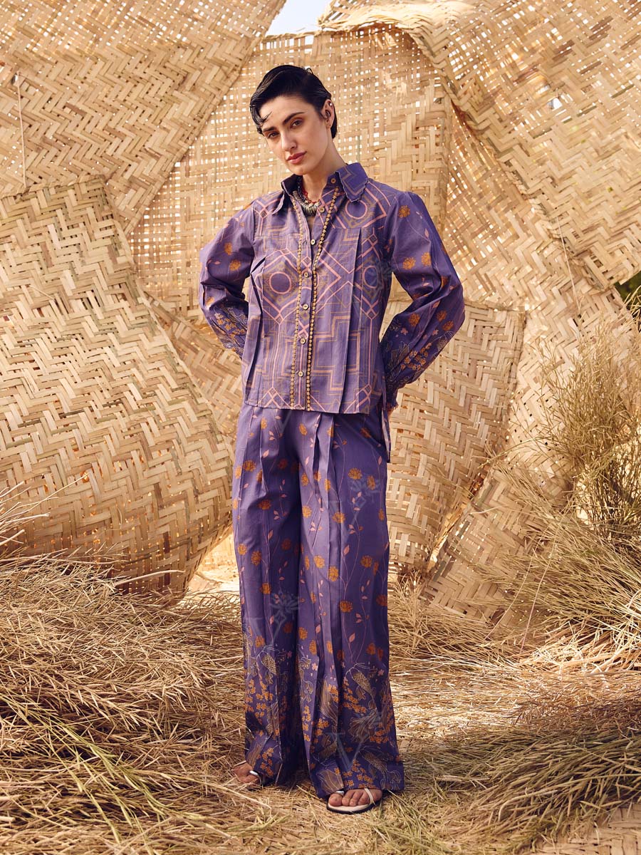 Purple Cotton Co Ord Set