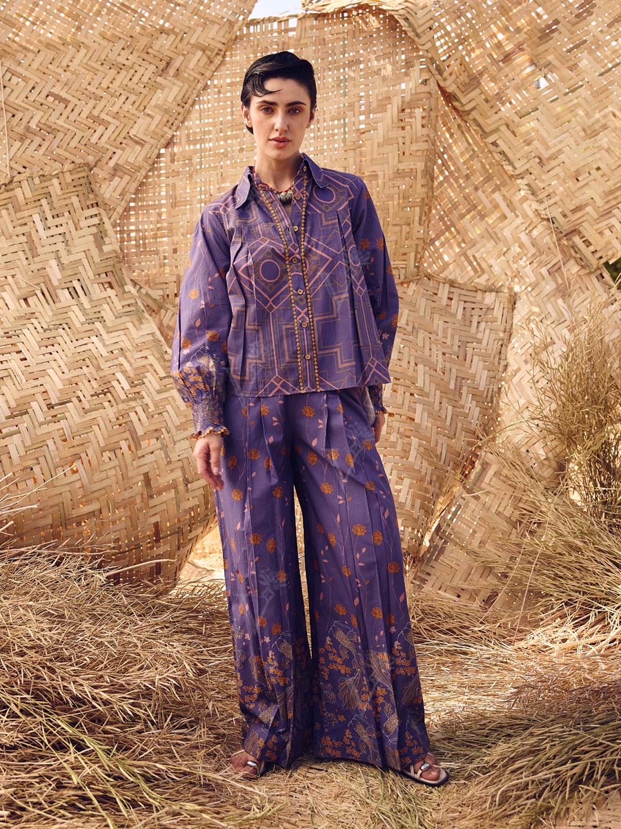 Purple Cotton Co Ord Set