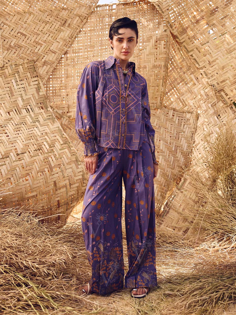 Purple Cotton Co Ord Set