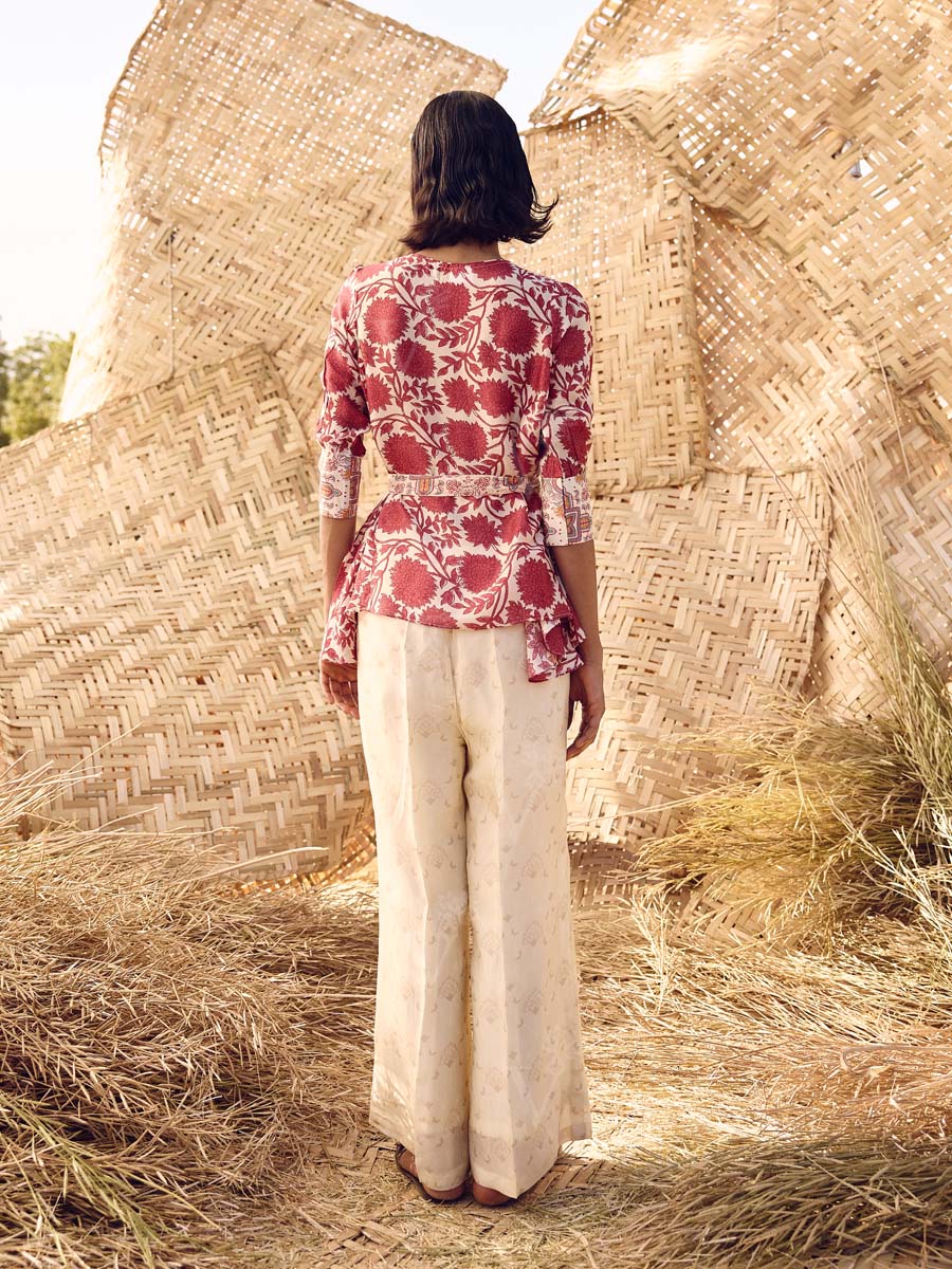 Ivory and Pink Vasansi Silk Co Ord Set
