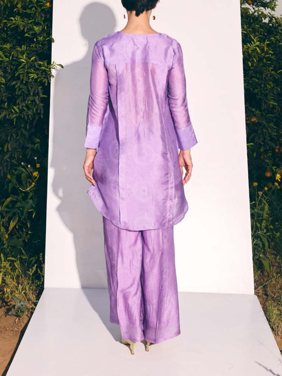 Lavender Vasansi Silk Printed Co Ord Set