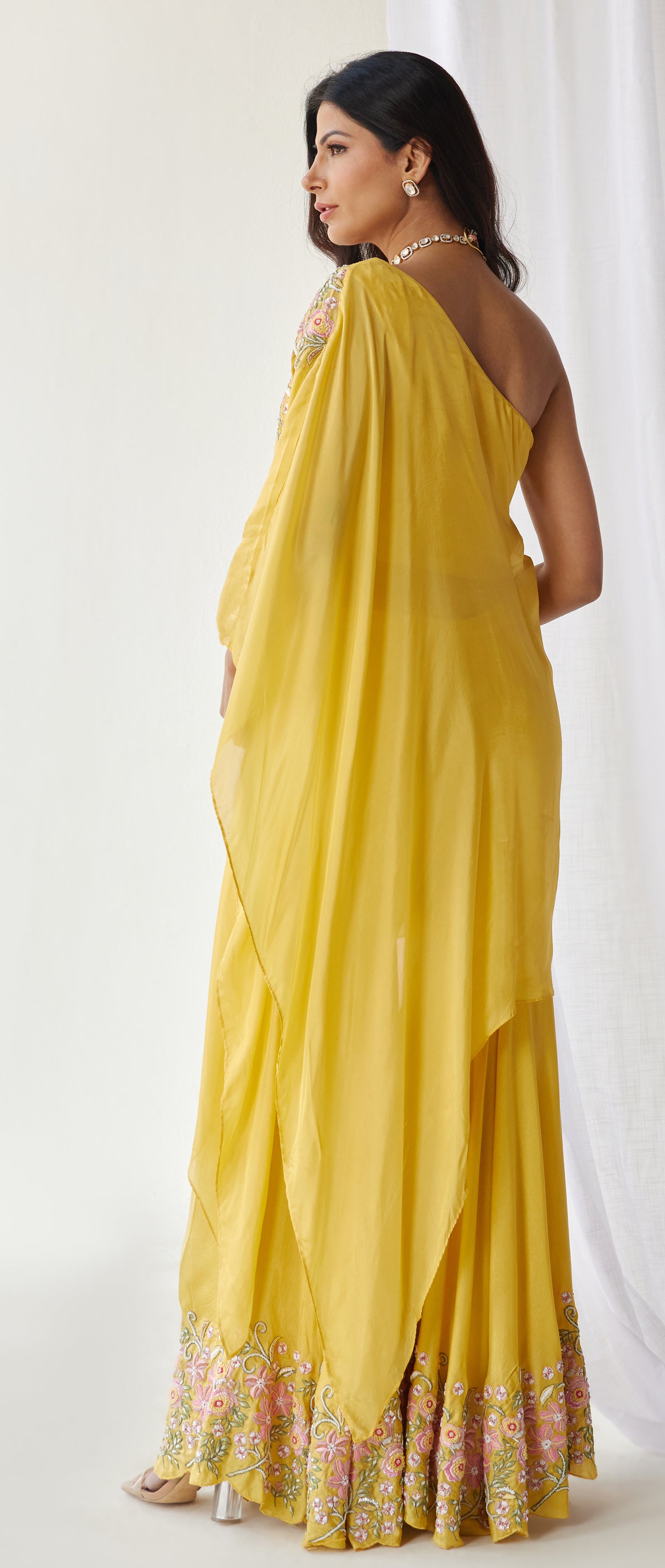 Marigold yellow one shoulder top and sharara