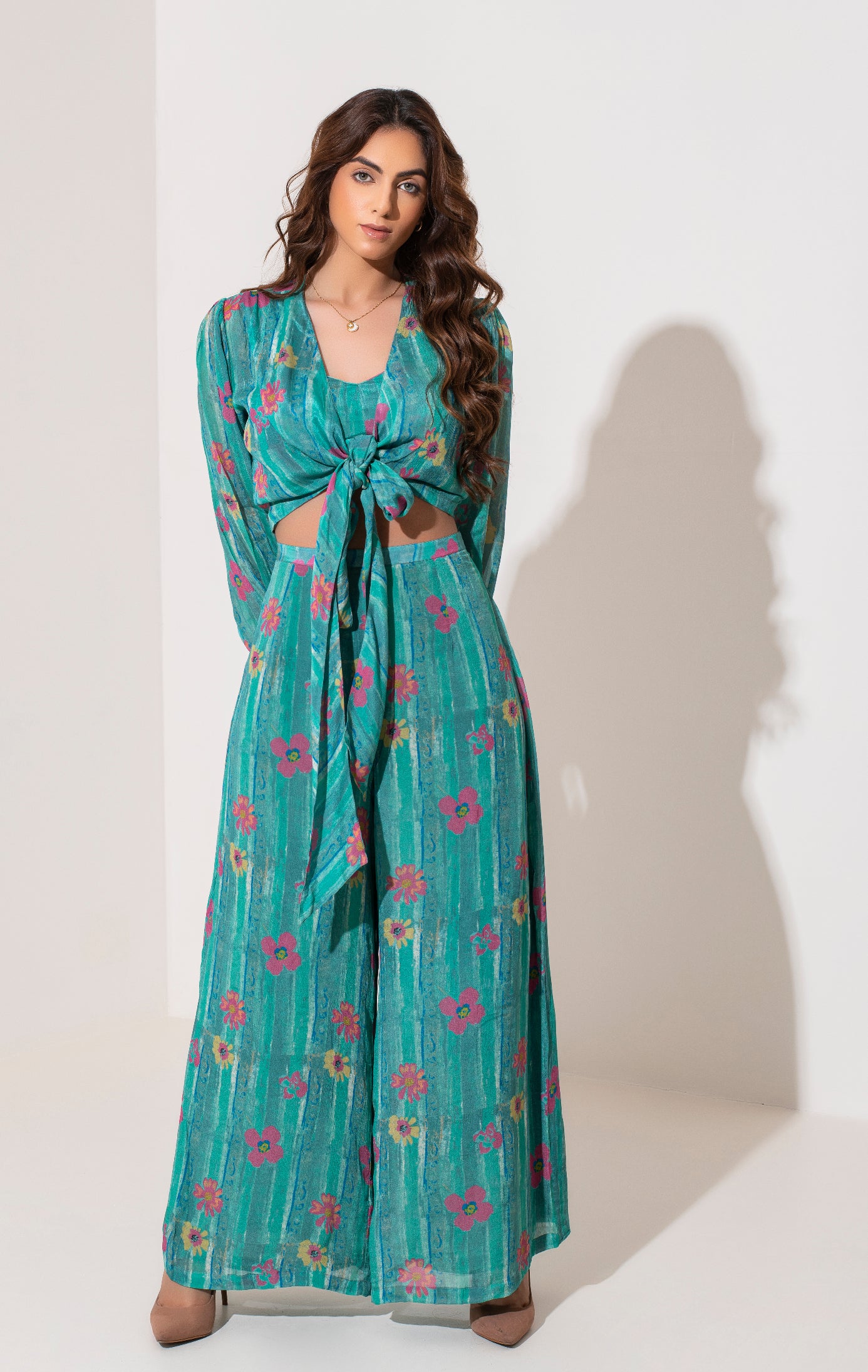 Printed Sea green floral Co-ord set