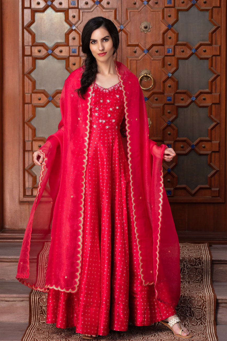 kali dress design Purple Luxury Faux Blooming Gown Set with Zari & Sequins Embroidery Kali Cut Design M