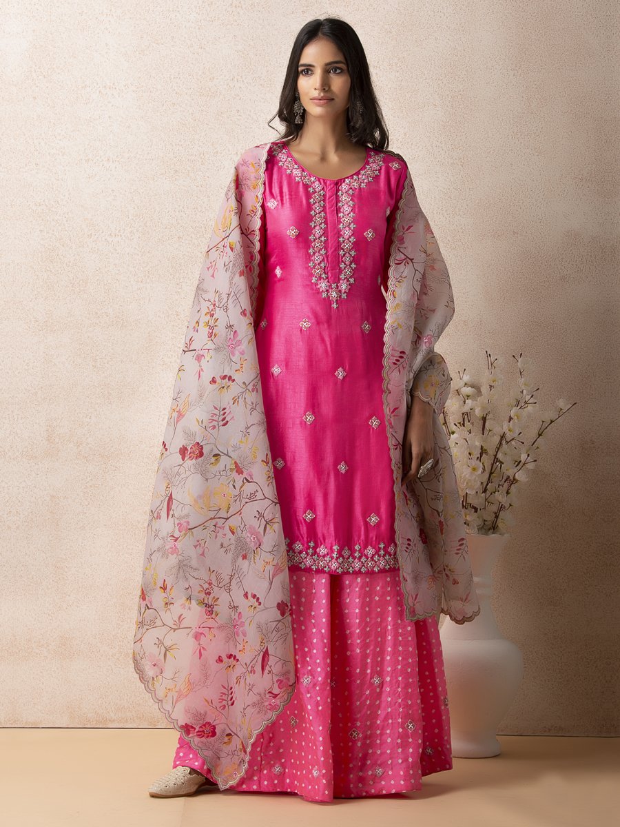 Pink sharara bandhani set