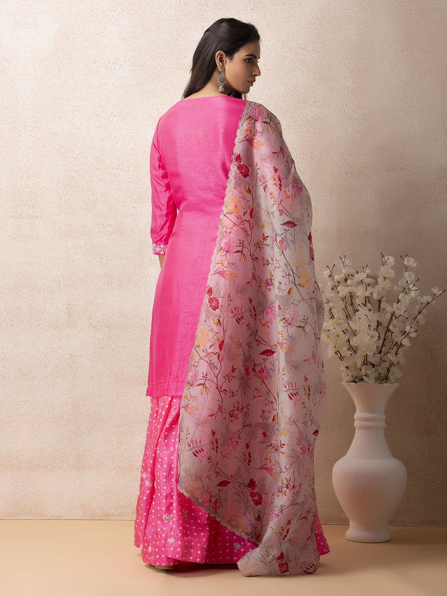 Pink sharara bandhani set