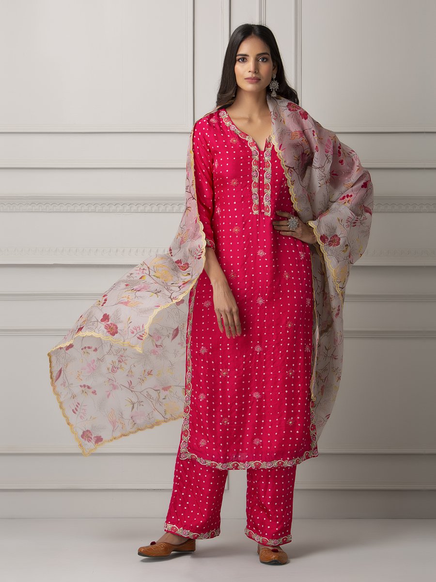 Printed dupata bandhani set