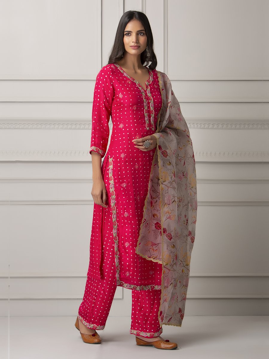 Printed dupata bandhani set