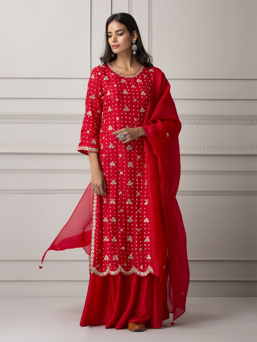Red Bandhani sharara